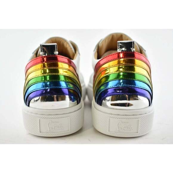 Christian Louboutin Arkenspeed Flat White Rainbow Lace Up Tie Low Top Sneaker 40 - Picture 11 of 12